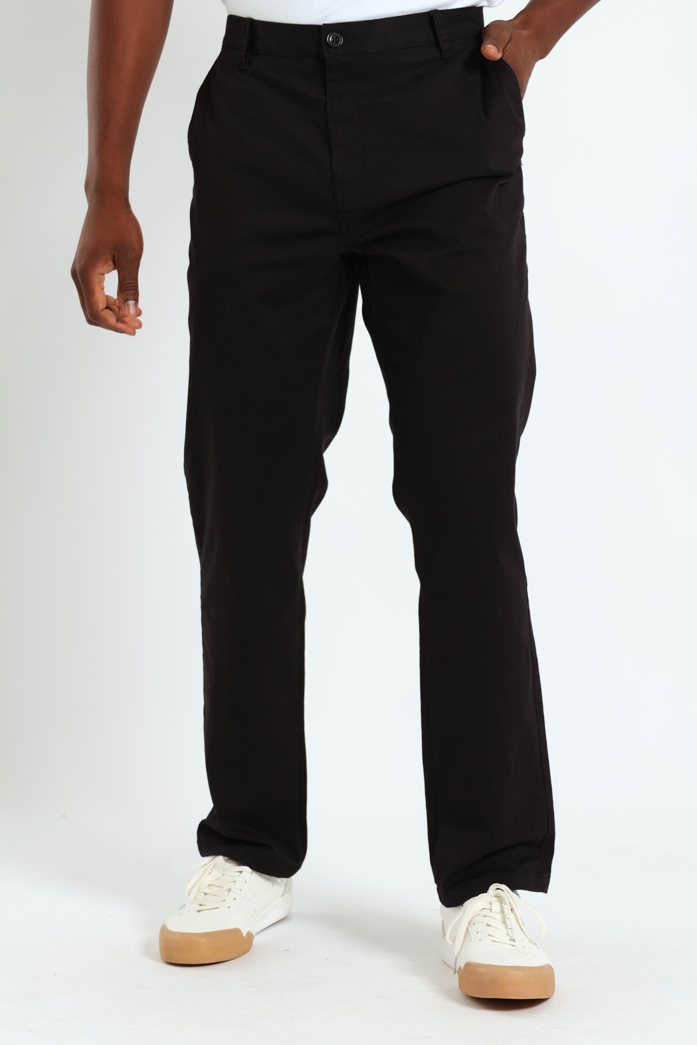 Mens Basic Straight Stretch Chino Trousers - Black – Edgars