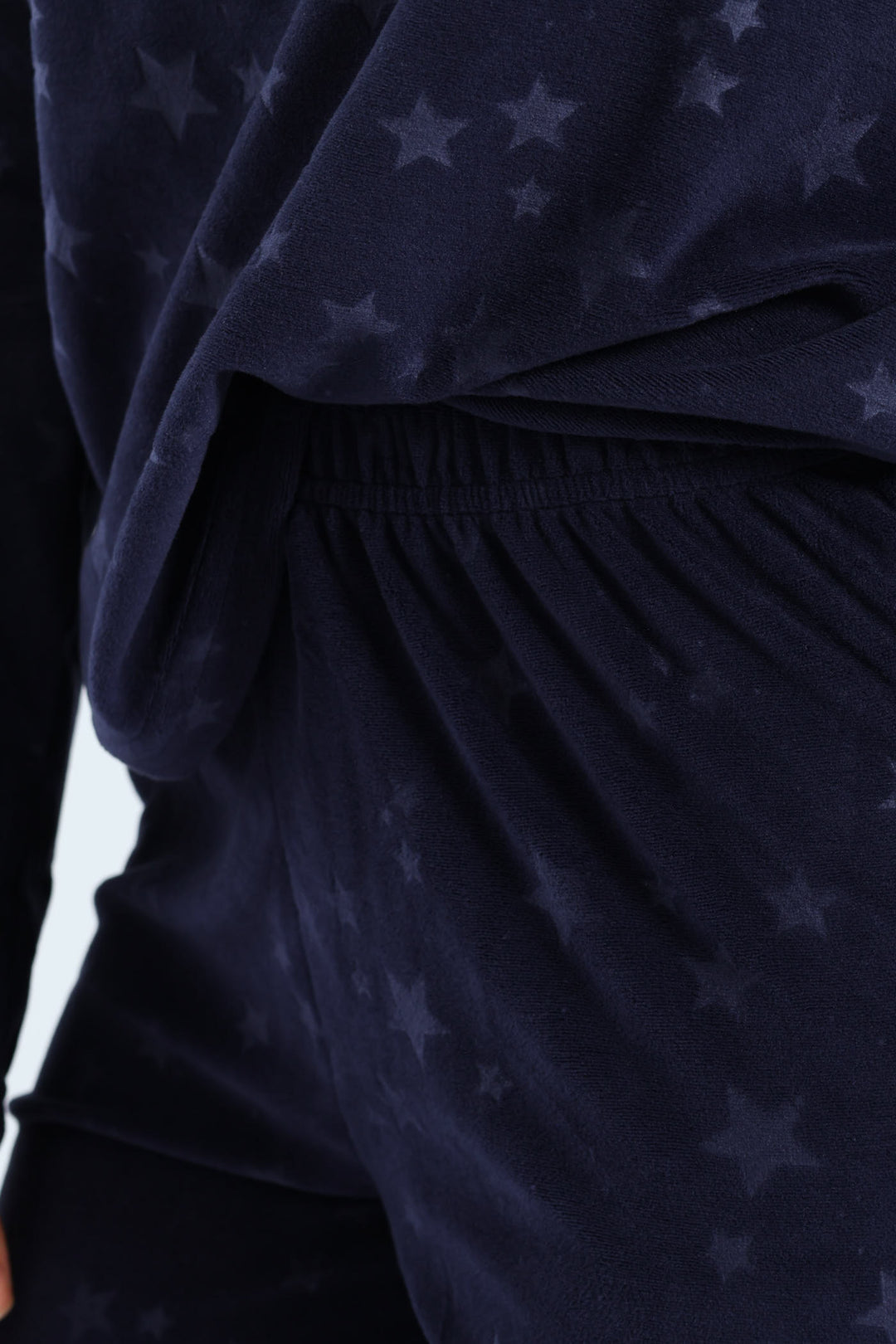 Long Sleeve Embossed Stars Top & Pants Set - Navy