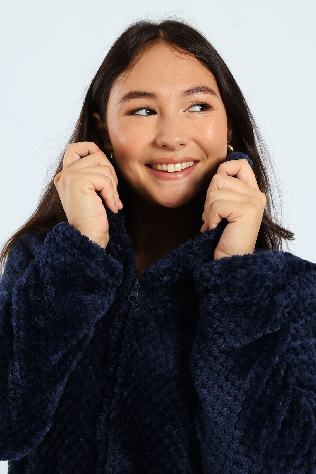 Ankle Length Zip Through Gown - Navy