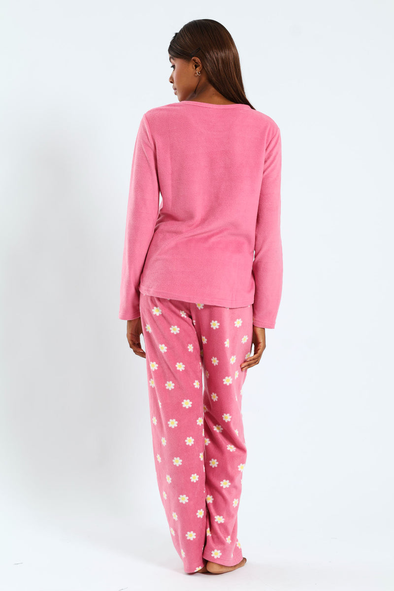 Polar Fleece Bunny Pocket Sleep Set - Pink