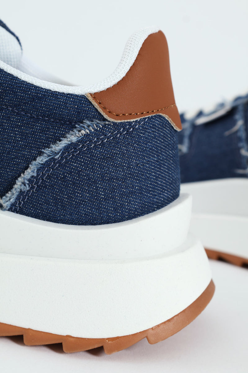 Tiana Retro Lace Up Sneaker - Denim