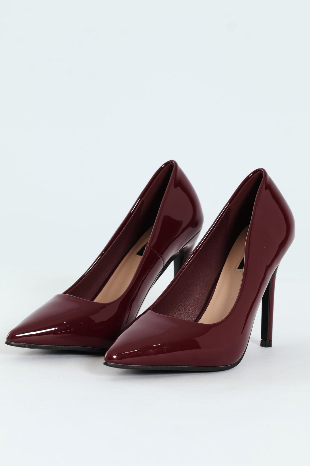 Burgundy Pretty Little Thing Red Heels Patent Pointy Heel Burgundy