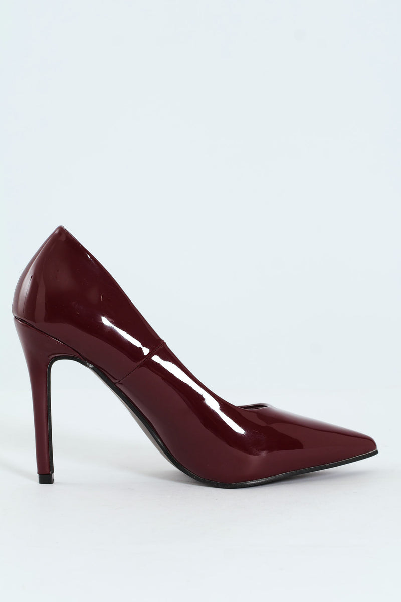 Patent Pointy Heel - Burgundy