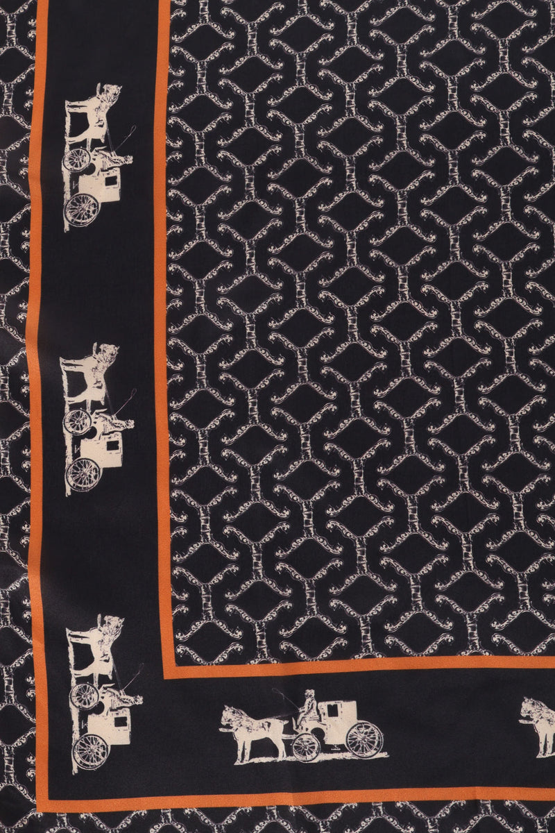 Silk Touch Carriage Scarf - Brown