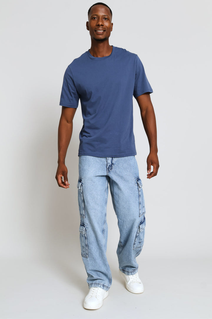 578 Joyful Clouds Baggy Cargo Denim - Blue