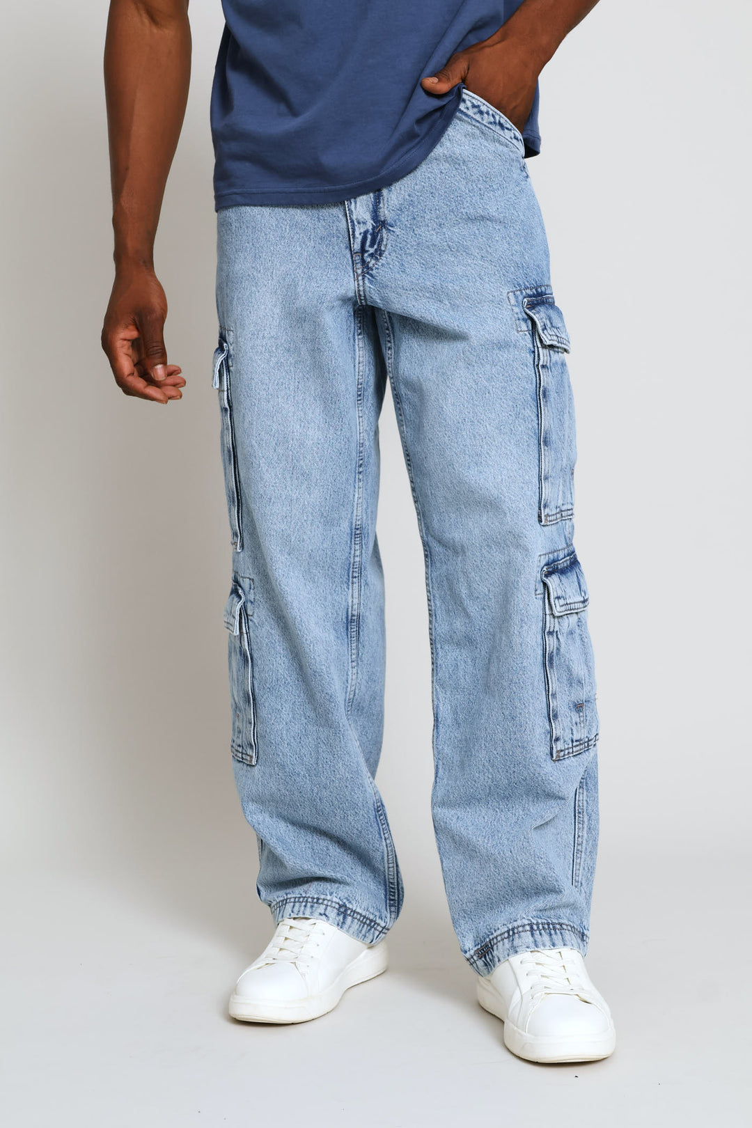 578 Joyful Clouds Baggy Cargo Denim - Blue
