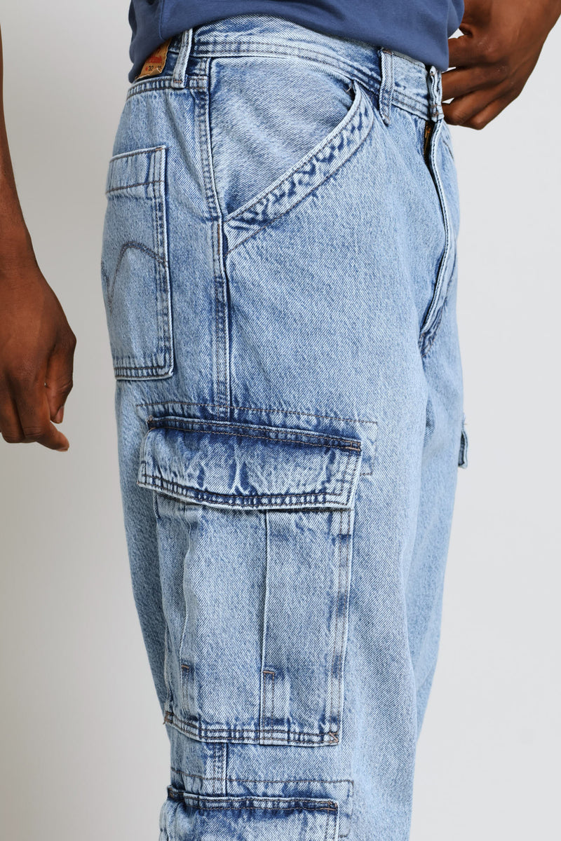 578 Joyful Clouds Baggy Cargo Denim - Blue