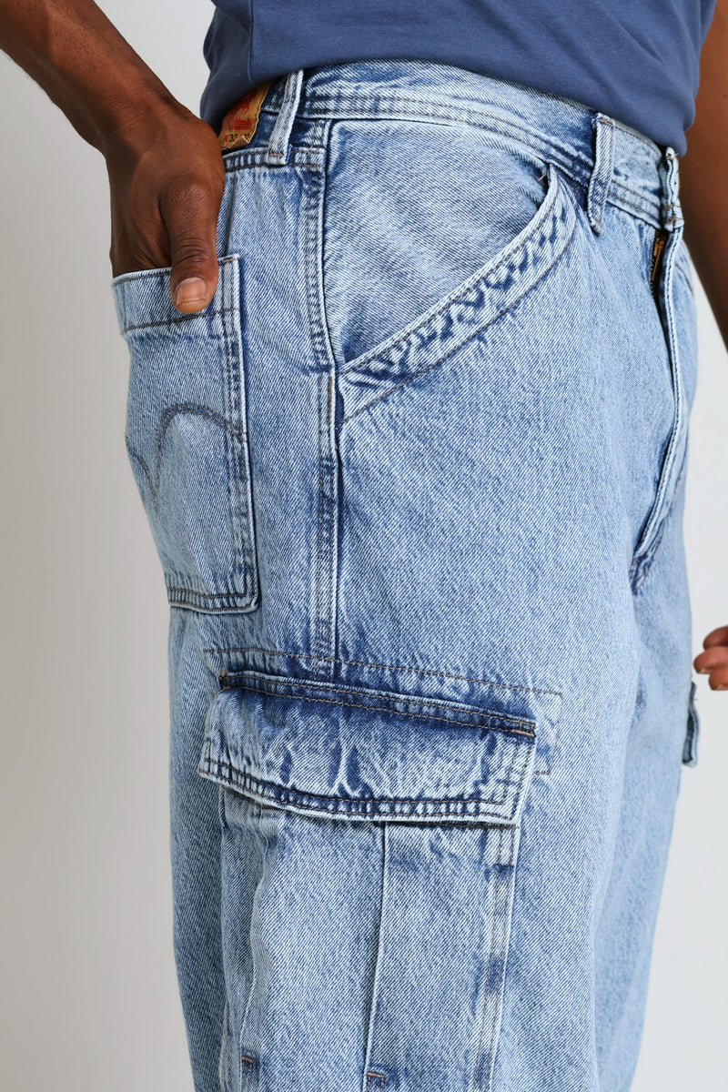 578 Joyful Clouds Baggy Cargo Denim - Blue