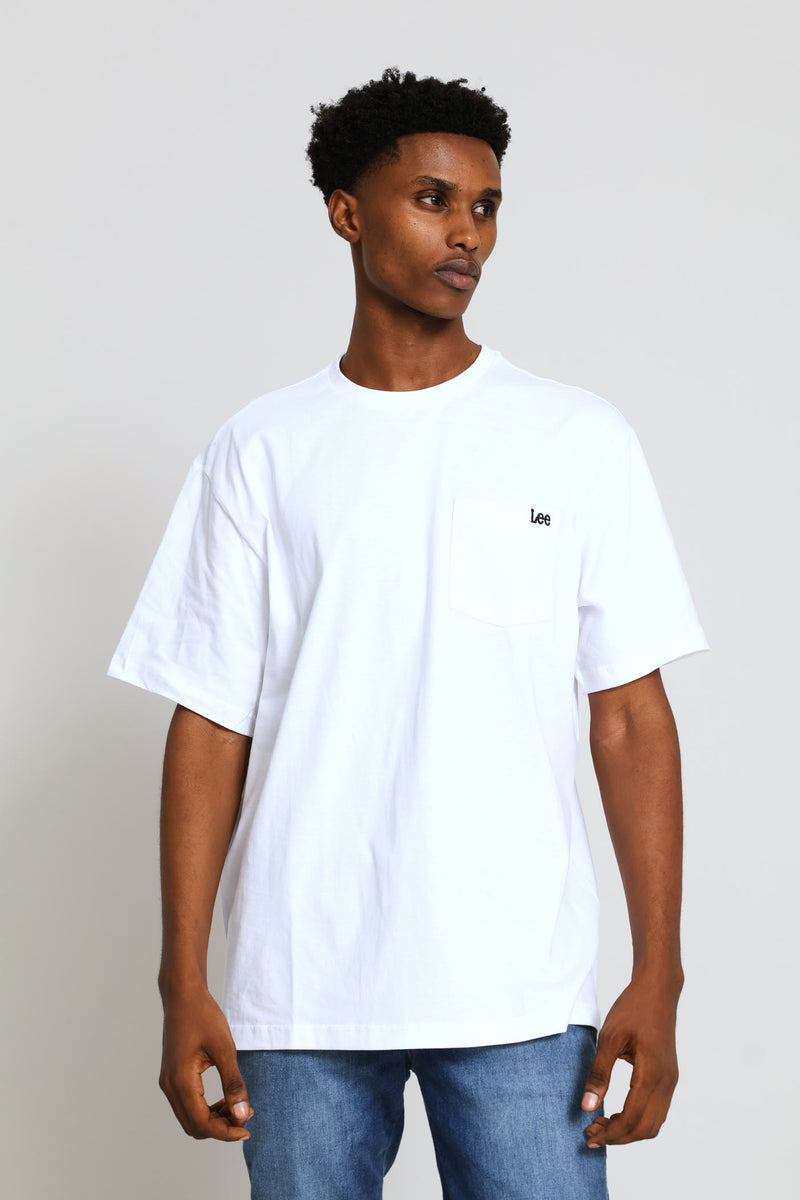 Embroidered Pocket Tee - White