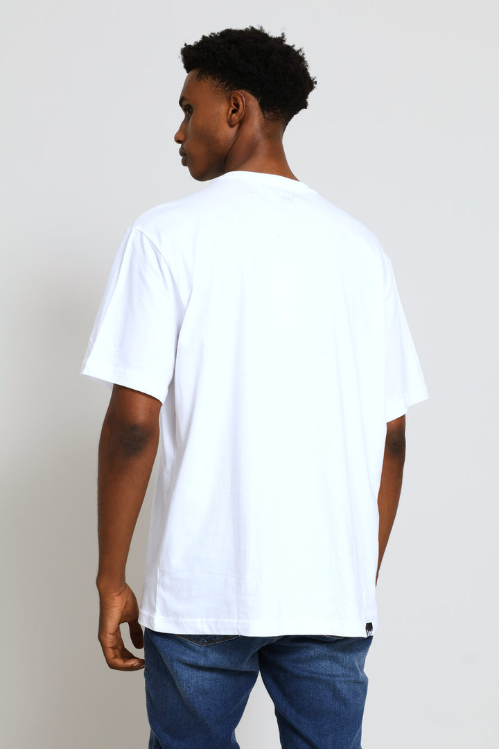 Embroidered Pocket Tee - White