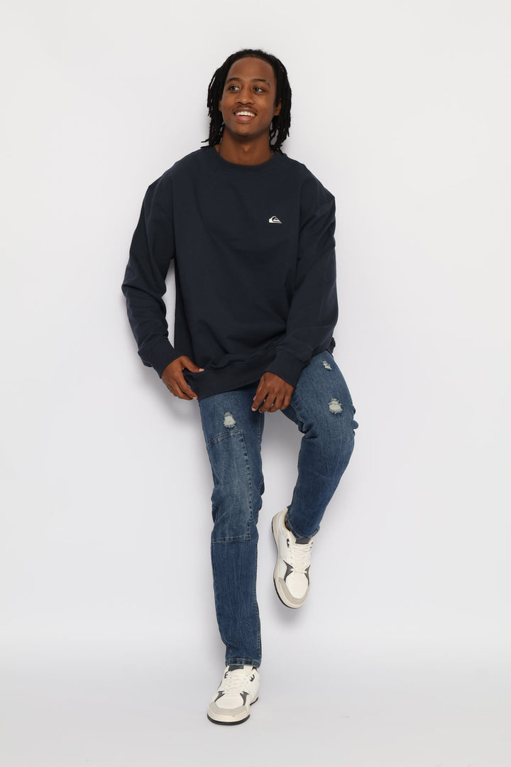 Basic Young Men Crew Top - Navy