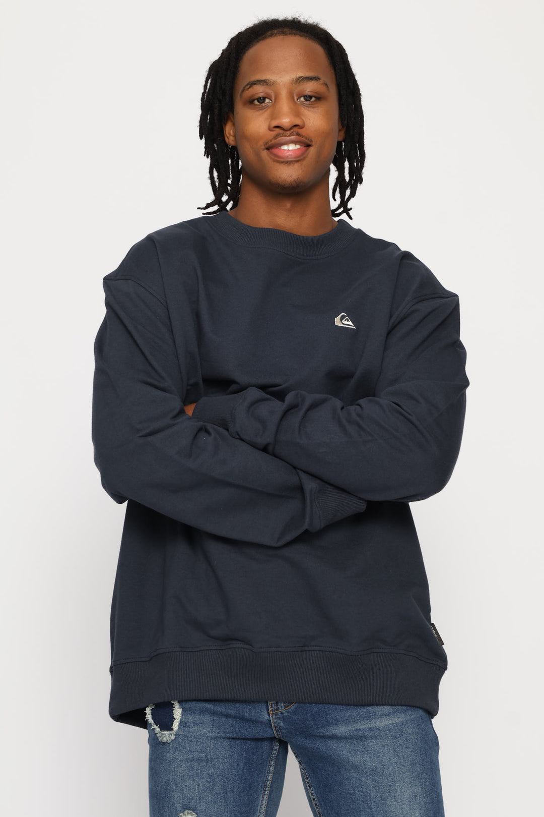 Basic Young Men Crew Top - Navy