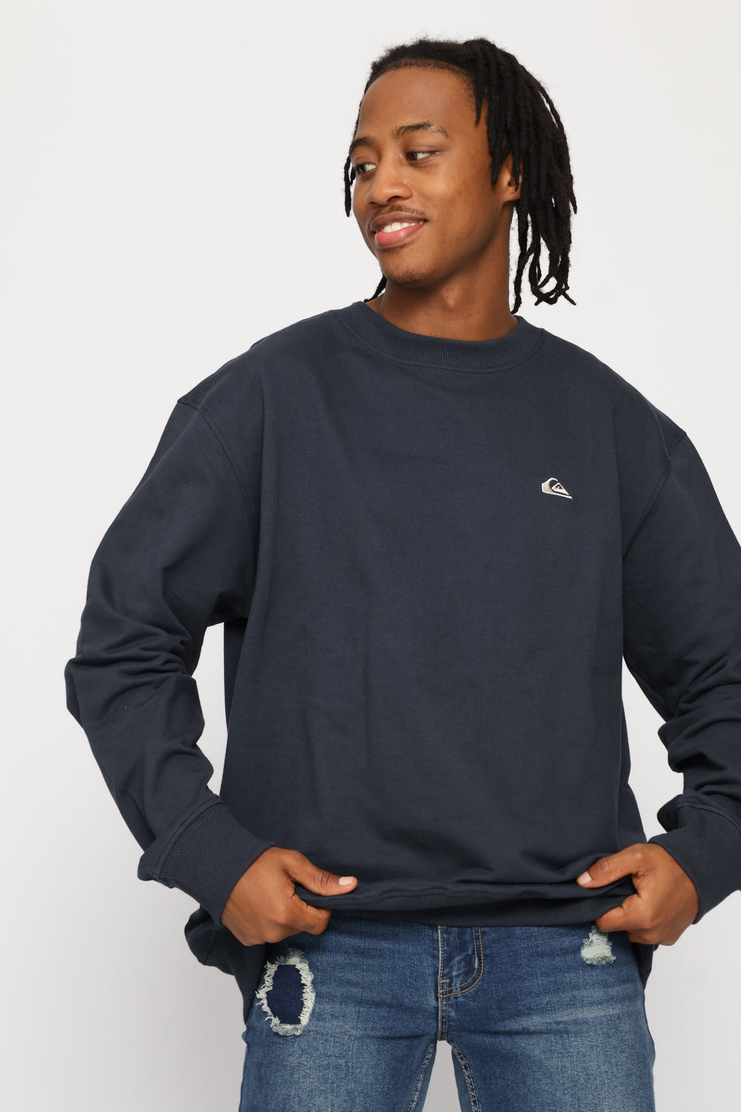 Basic Young Men Crew Top - Navy