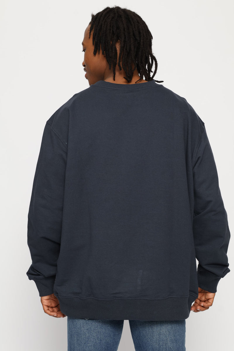 Basic Young Men Crew Top - Navy