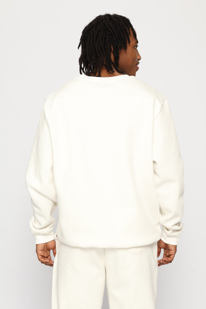 Hustle & Flow Printed Fleece Crew Top - Ecru