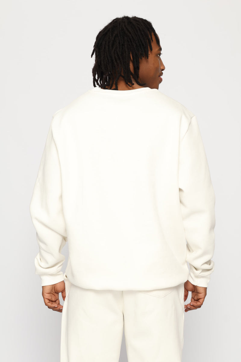 Hustle & Flow Printed Fleece Crew Top - Ecru
