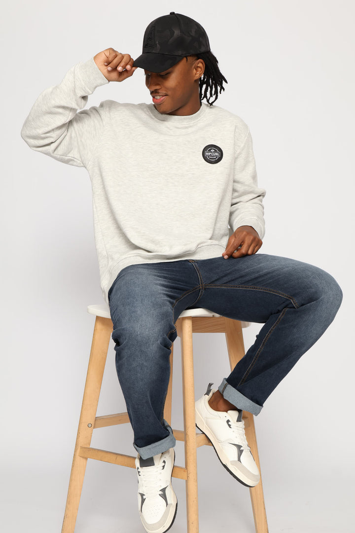 Stapler Patch Crew Top - Grey