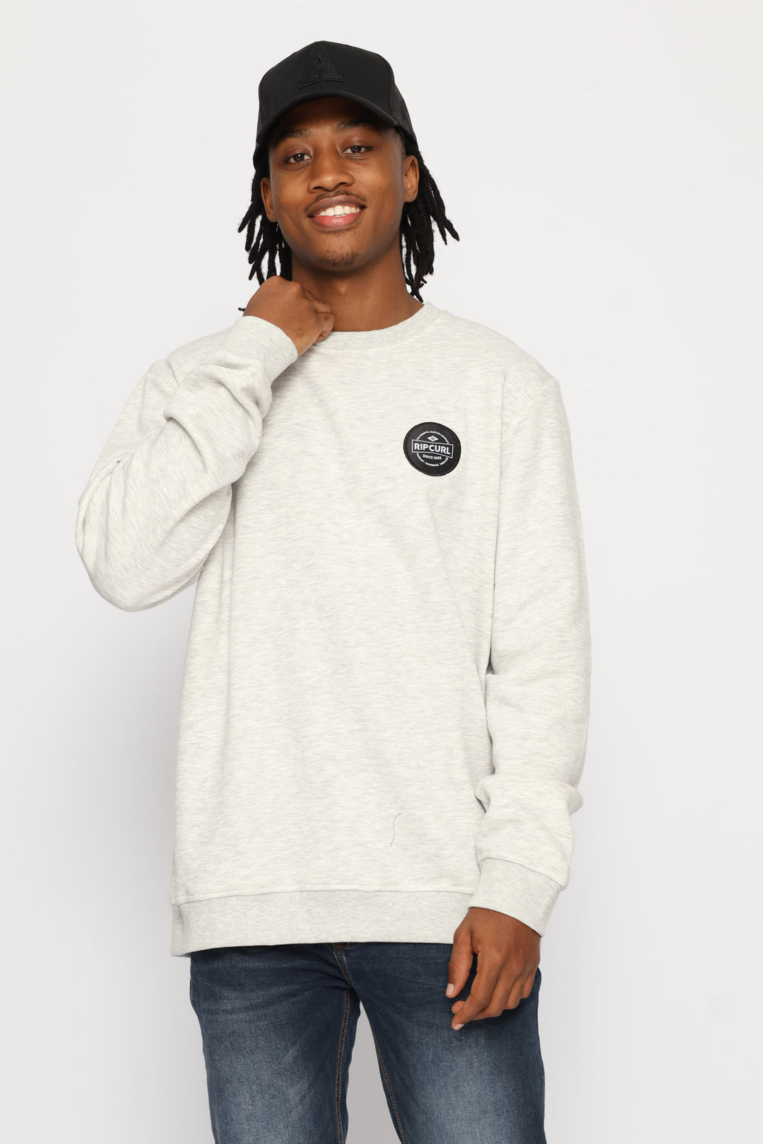 Stapler Patch Crew Top - Grey