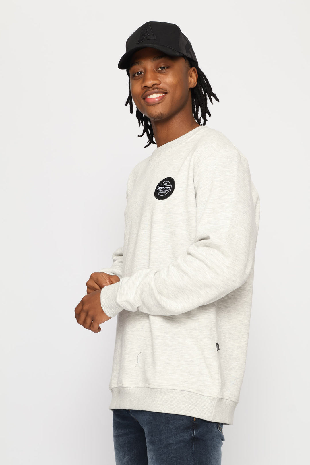 Stapler Patch Crew Top - Grey