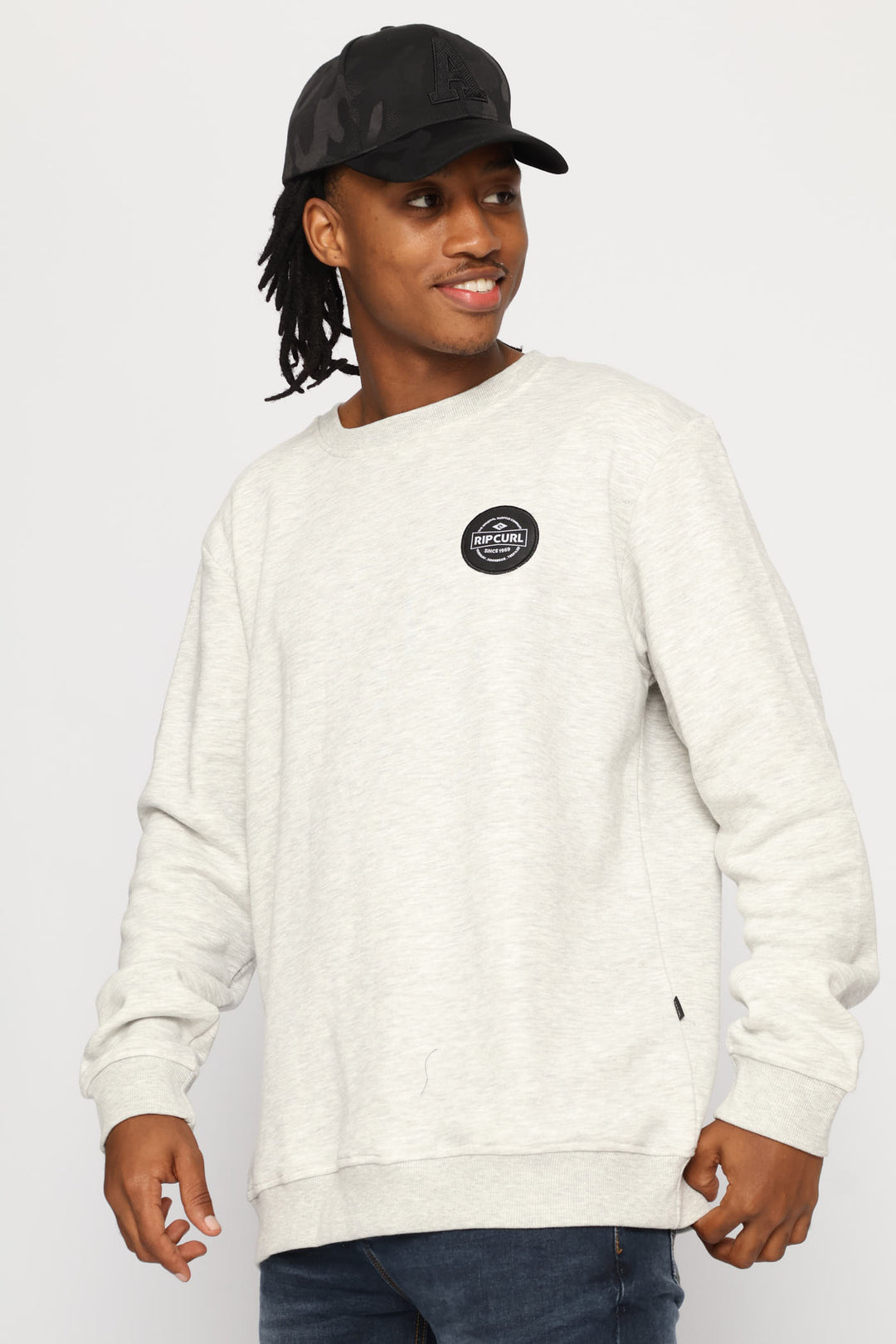 Stapler Patch Crew Top - Grey
