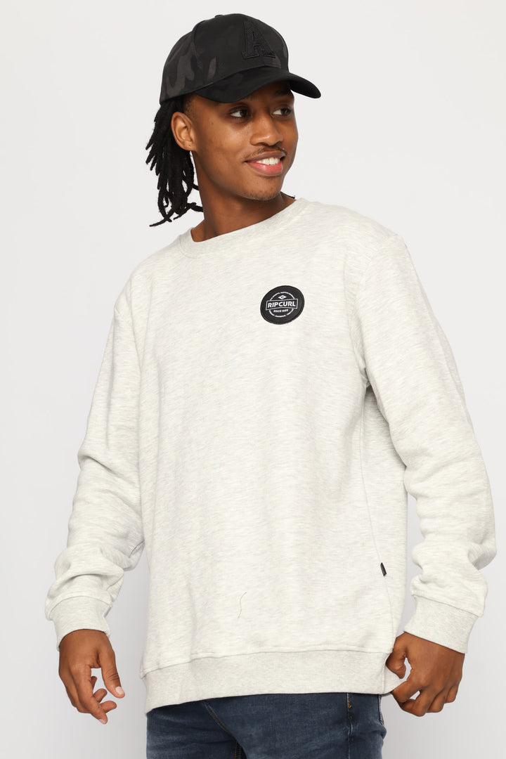 Stapler Patch Crew Top - Grey