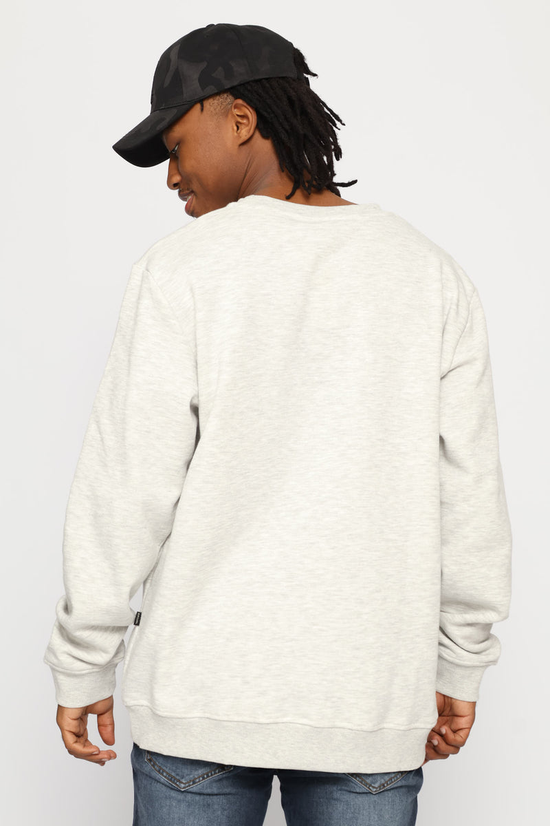 Stapler Patch Crew Top - Grey