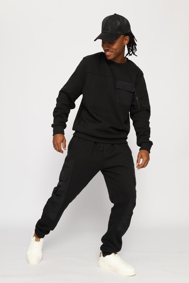 Hybrid Pocket Detail Jogger - Black