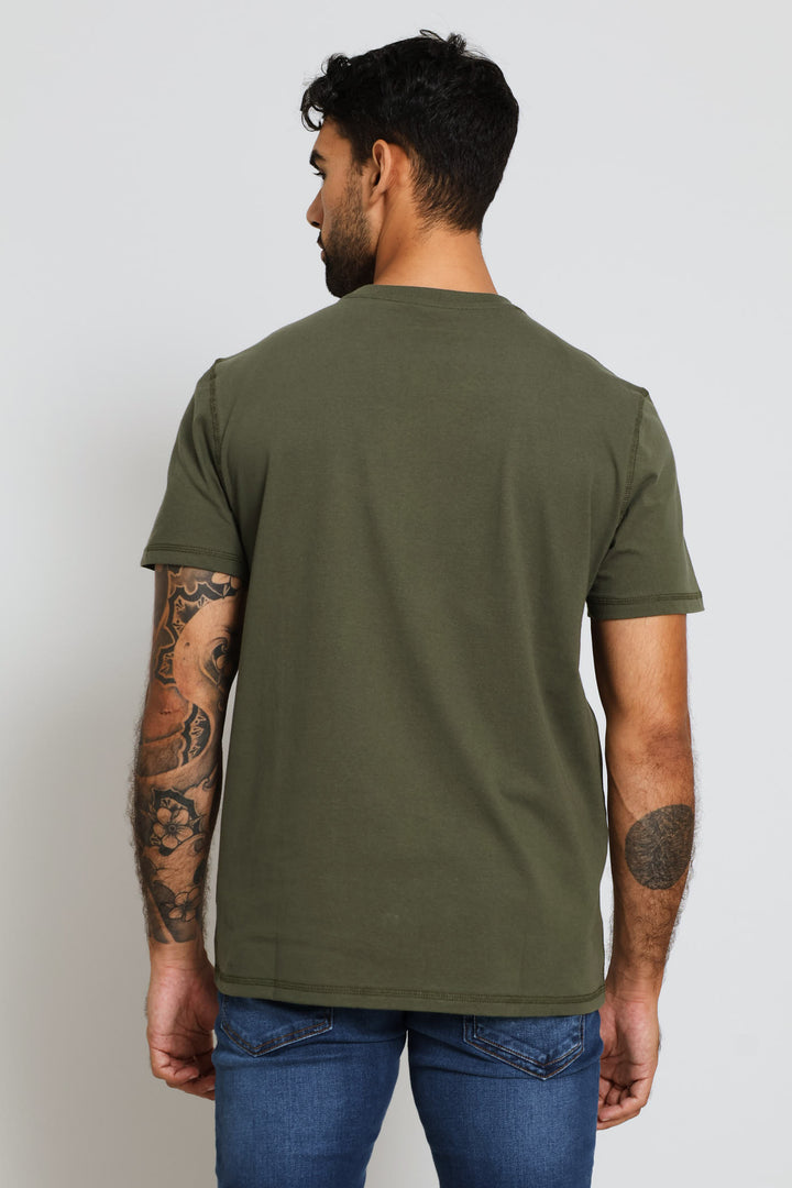 Embroidery Triangle Tee - Olive