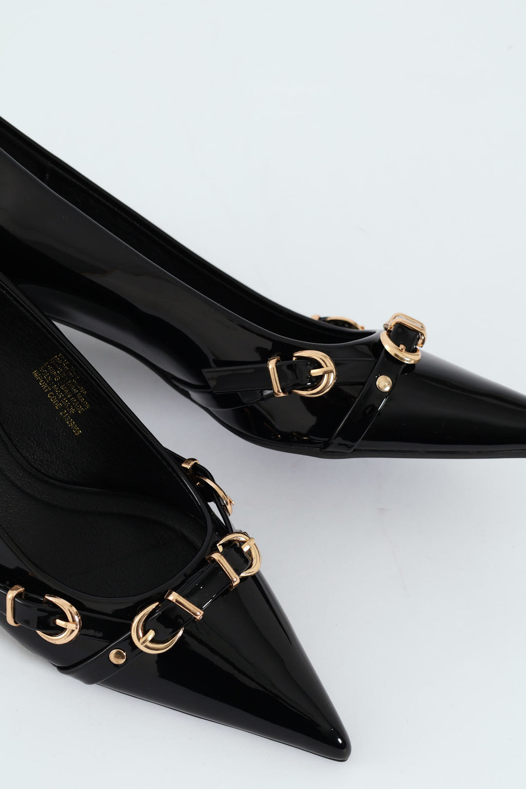 Tait 1 Pointed Toe Buckle Kitten Court Heel - Black