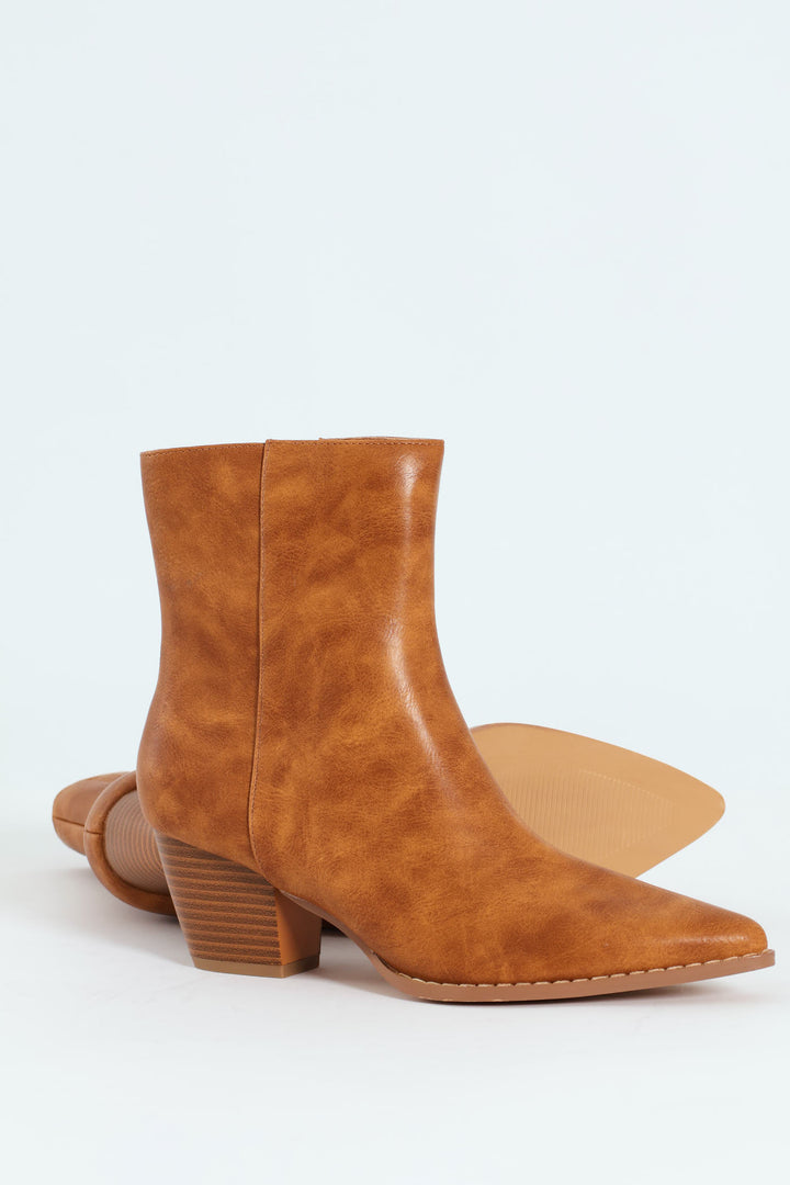 Plain Burnish Western Boot - Tan