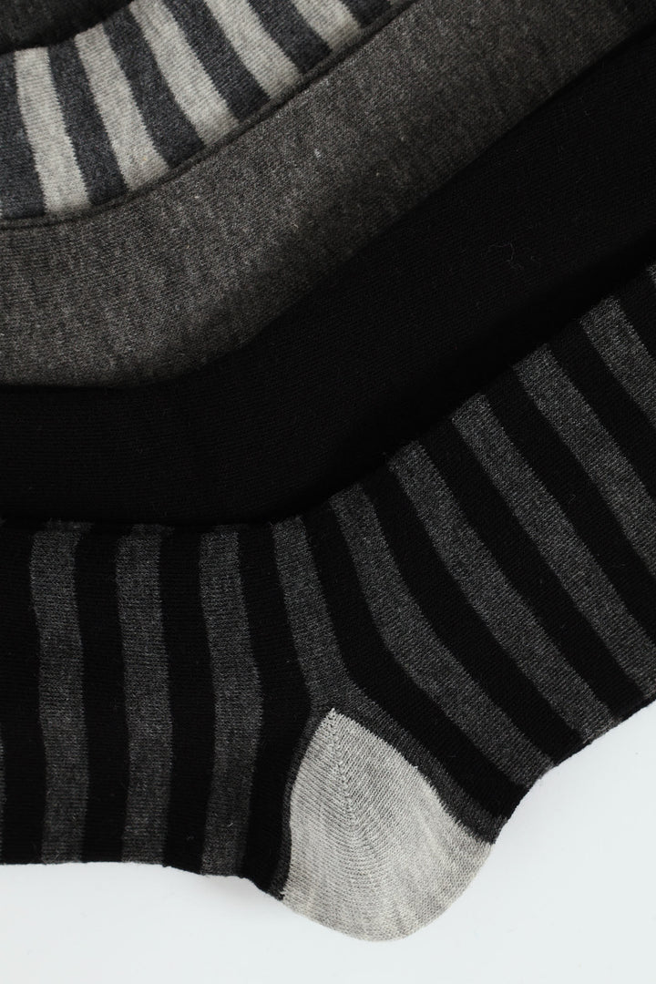 5 Pack Fashion Anklet Socks - Grey/Black