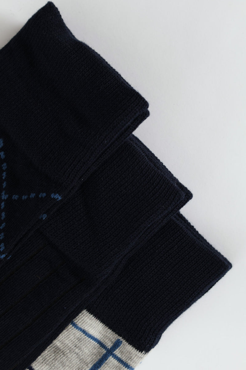 3 Pack Anklet Socks - Navy/Grey