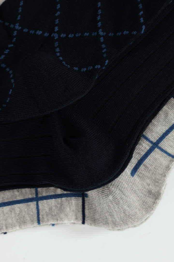 3 Pack Anklet Socks - Navy/Grey