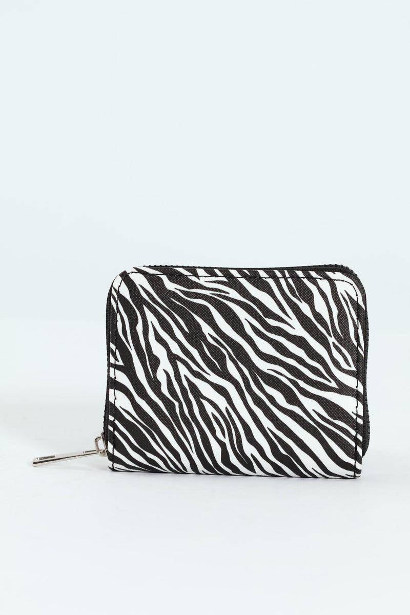 Small Zip Around Purse - Black/White