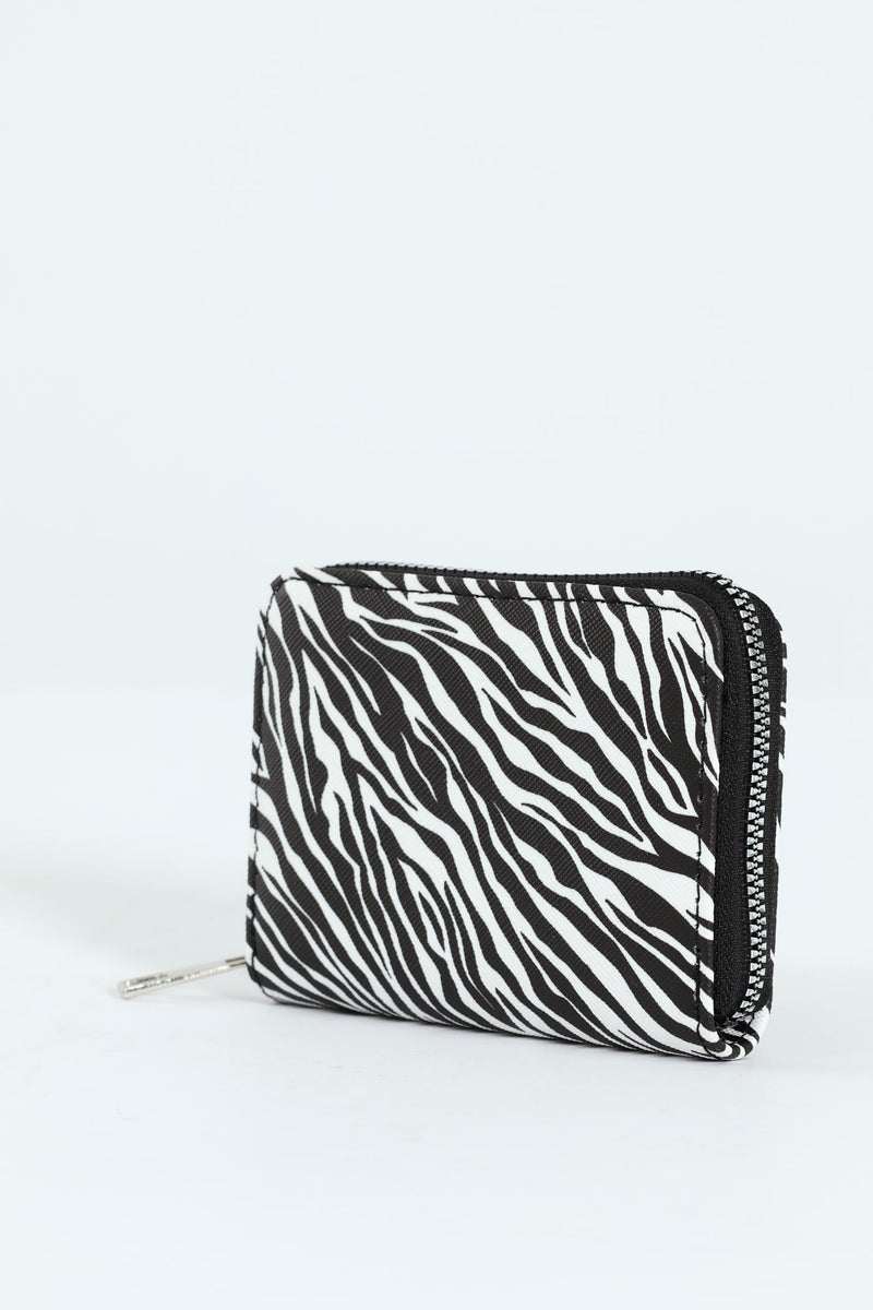 Small Zip Around Purse - Black/White