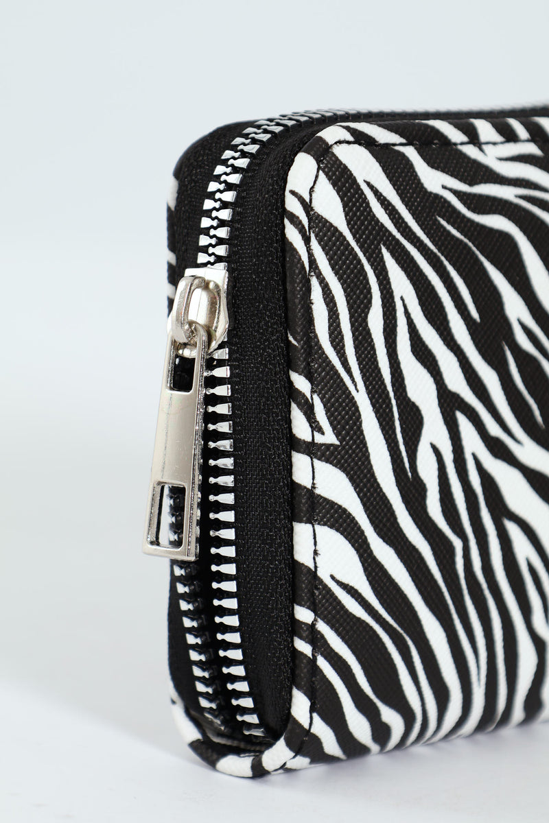 Small Zip Around Purse - Black/White