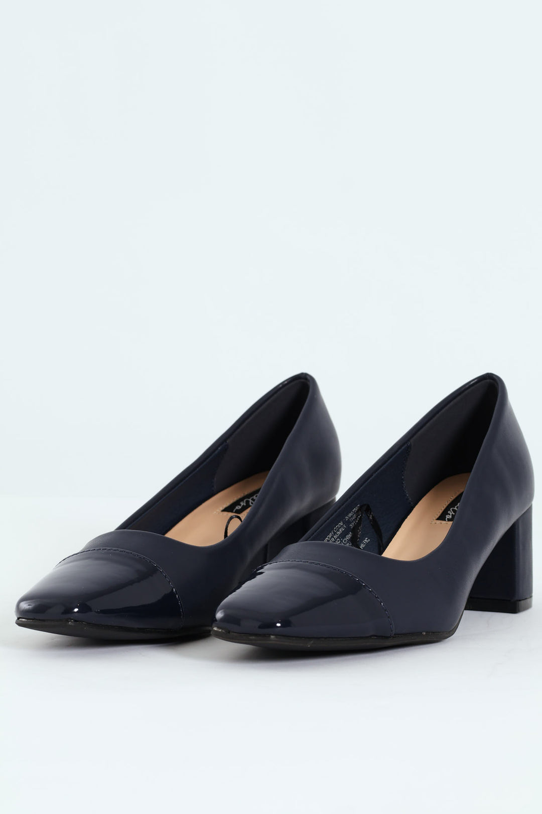 Block Court Heel - Navy