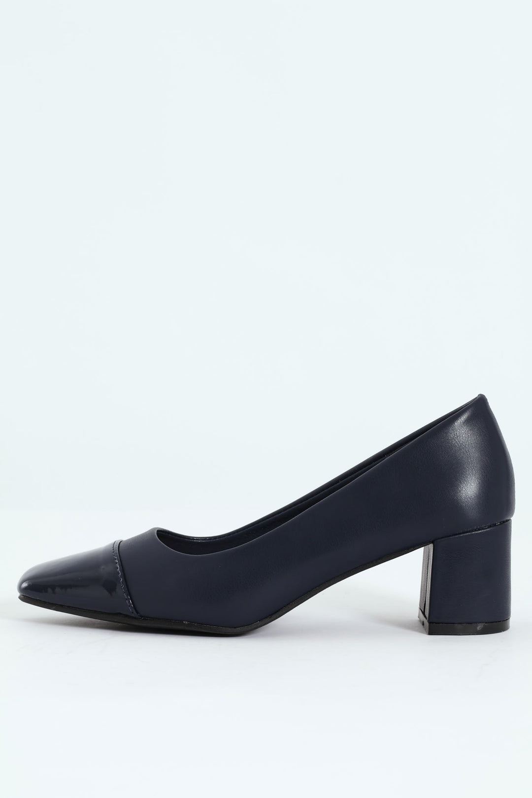Block Court Heel - Navy
