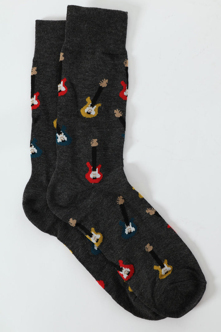 Single Guitar Anklet Socks - Charcoal