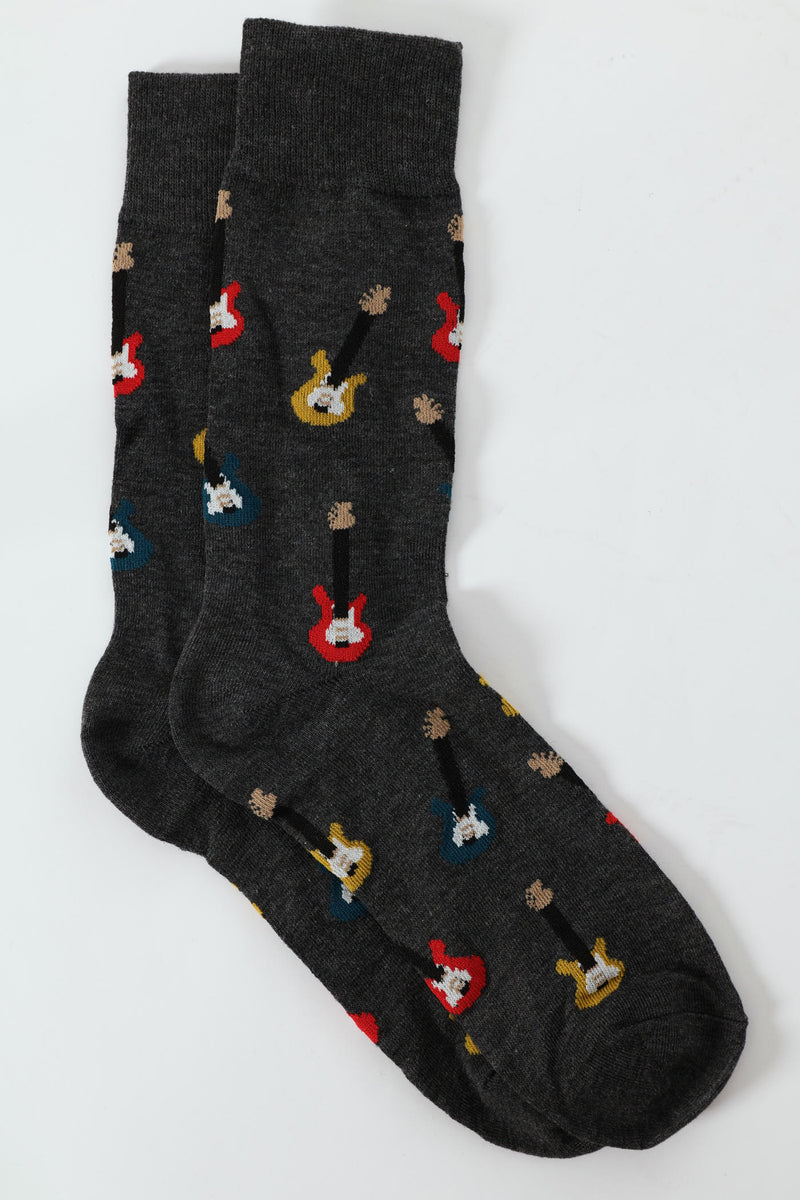 Single Guitar Anklet Socks - Charcoal