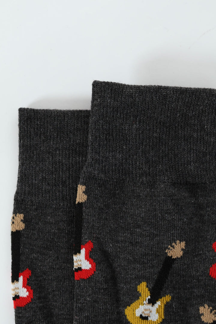 Single Guitar Anklet Socks - Charcoal