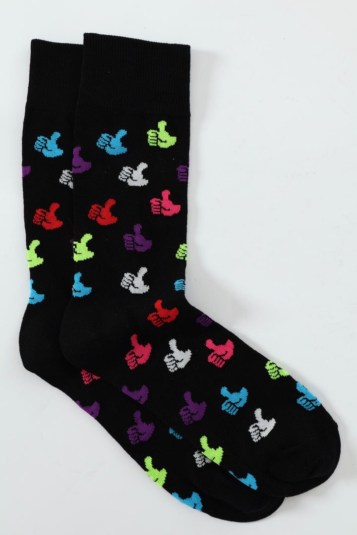 Thumbs Up Single Anklet Socks - Black