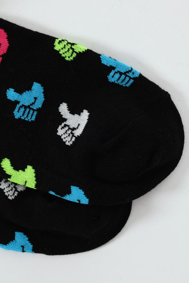 Thumbs Up Single Anklet Socks - Black