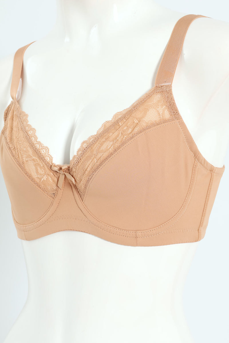 2 Pack Lace Non-Padded Bra - Beige/White