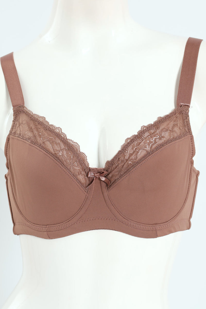 2 Pack Lace Non-Padded Bra - Mocha/Black