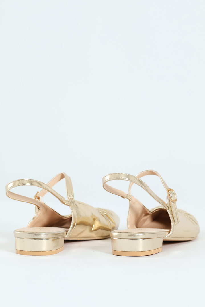 Elasticated Slingback Pump - Gold