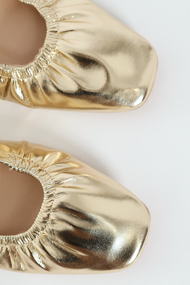 Elasticated Slingback Pump - Gold