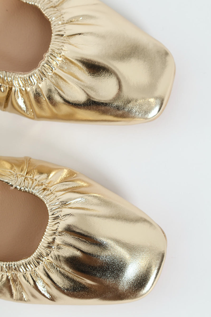 Elasticated Slingback Pump - Gold