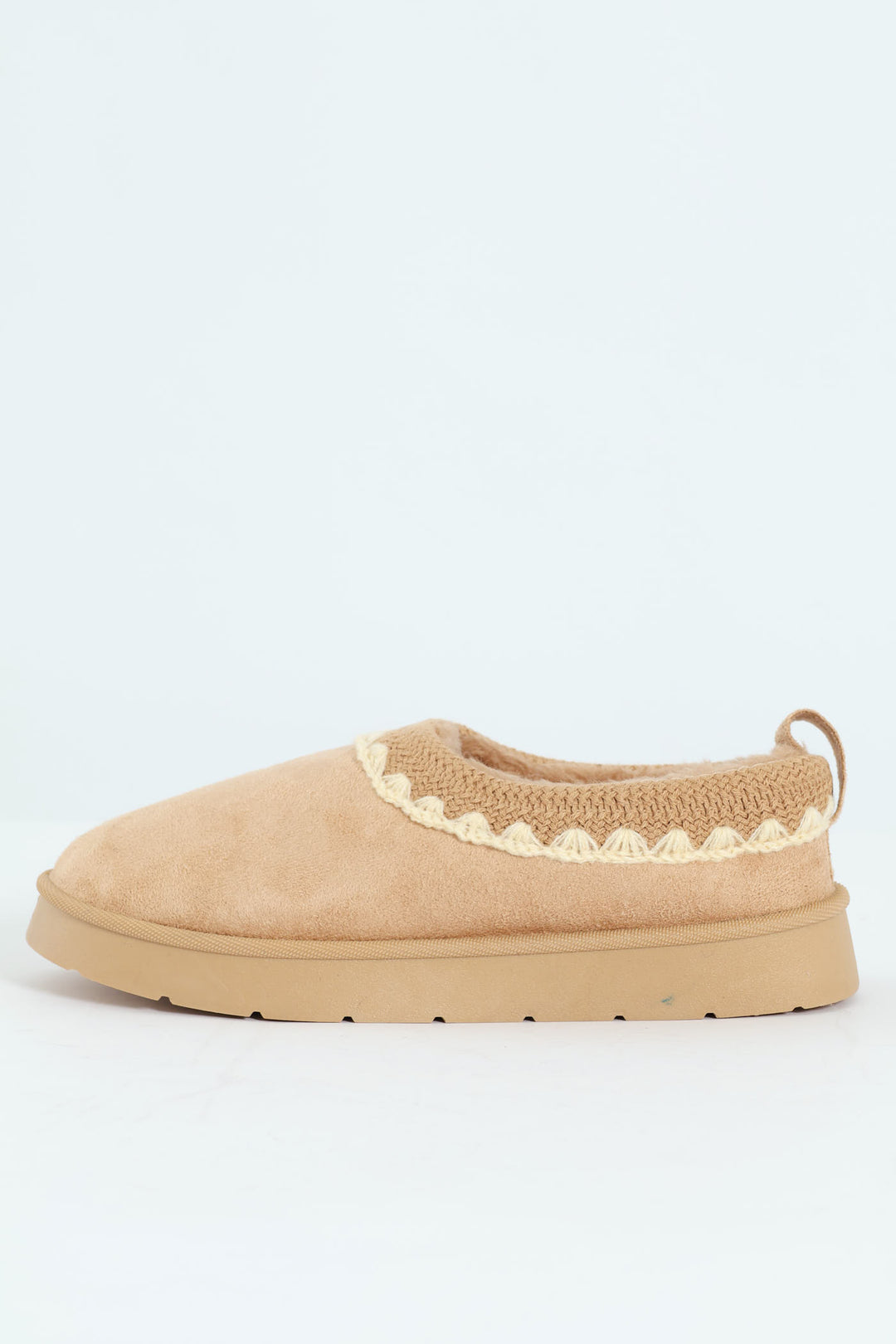 Embroidered Flatform Mule Slipper - Stone
