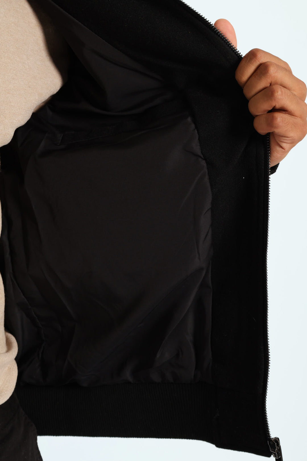 Sherpa Collar Melton Jacket - Black